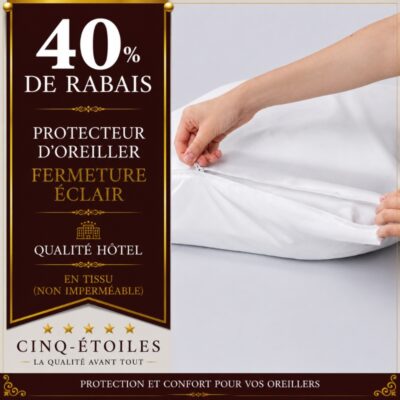 Protecteur d'oreiller à fermeture éclair en tissu – Qualité hôtel