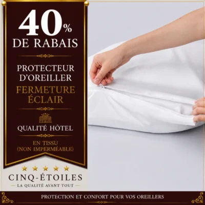 Protecteur d'oreiller à fermeture éclair en tissu – Qualité hôtel