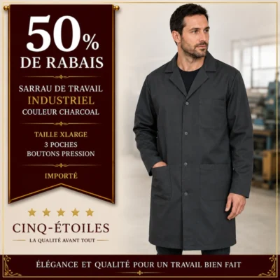 Sarrau industriel couleur charcoal taille Xlarge -50% de rabais