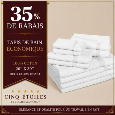 Tapis de bain économique 100 % coton – 20 po x 30 po
