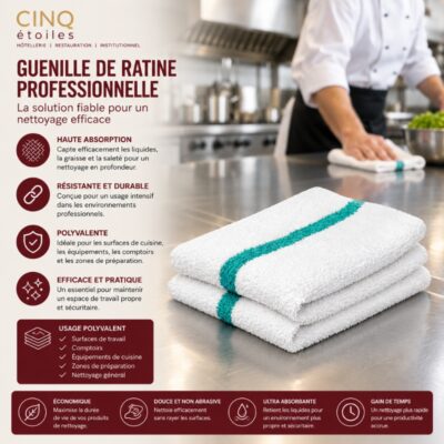 Guenille de ratine blanche à ligne verte 15 × 18 po – 600 unités