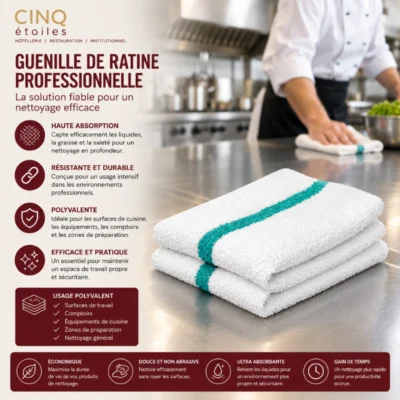 Guenille de ratine blanche à ligne verte 15 × 18 po 600 unités